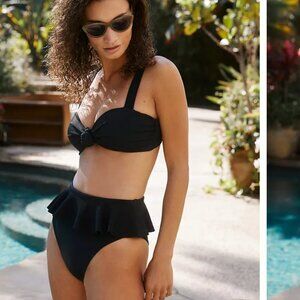 Beach Riot Sophia Bikini Top and Daisy Ruffled Bikini bottom, size large